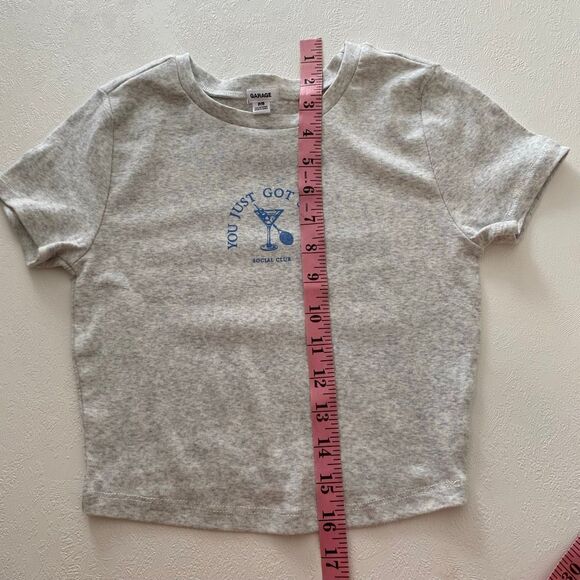 Garage “You Just Got Served” Social Club Graphic Crop Tee | Gray Short Sleeve Si - Picture 4 of 10